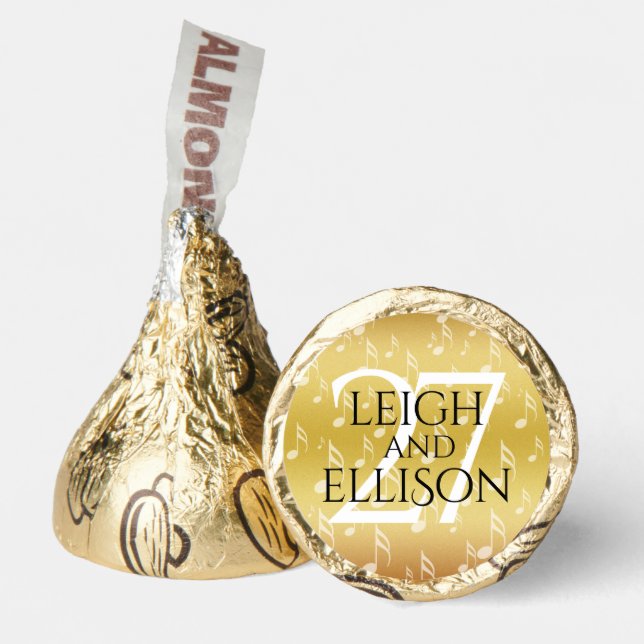 Elegant 27th Music Wedding Anniversary Celebration Hershey®'s Kisses® (Front)