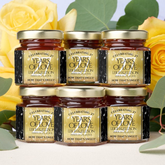 Elegant 27th Music Wedding Anniversary Celebration Honey Jar Favors (Insitu)