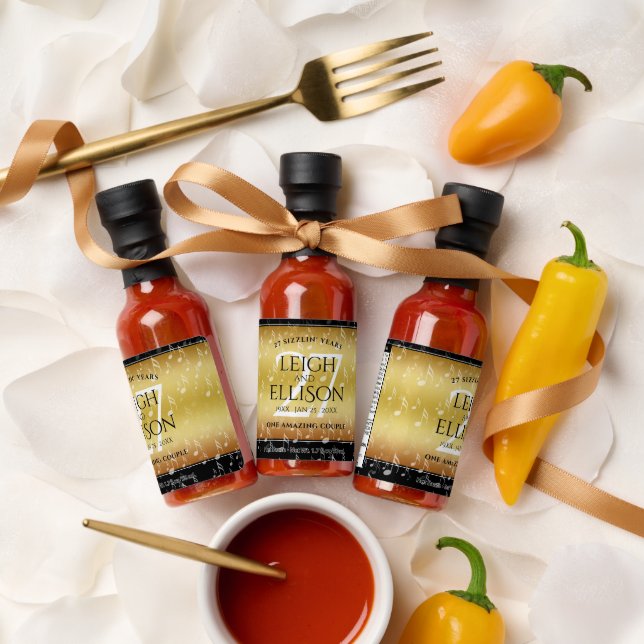Elegant 27th Music Wedding Anniversary Celebration Hot Sauces (Wedding)