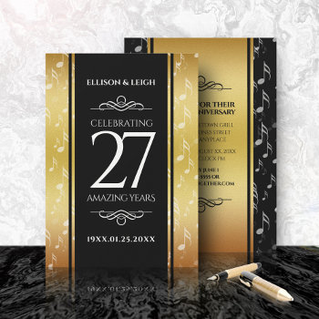 Elegant 27th Music Wedding Anniversary Celebration Invitation by expressionsoccasions at Zazzle