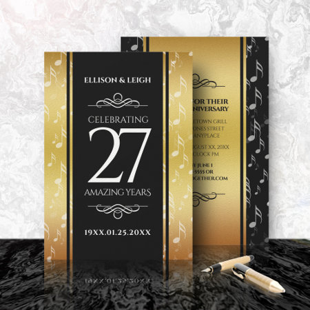Elegant 27th Music Wedding Anniversary Celebration Invitation