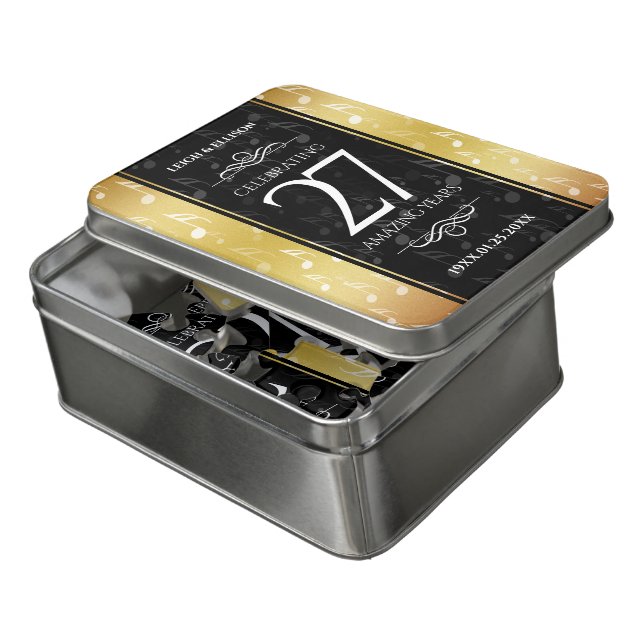 Elegant 27th Music Wedding Anniversary Celebration Jigsaw Puzzle (Lid Open)
