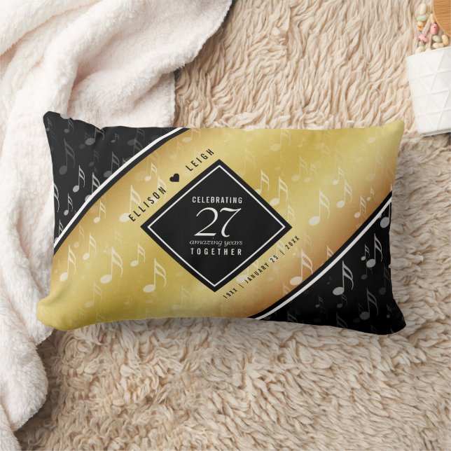 Elegant 27th Music Wedding Anniversary Celebration Lumbar Pillow (Blanket)