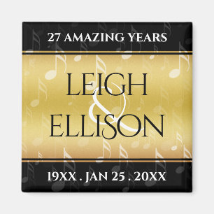 Elegant 27th Music Wedding Anniversary Celebration Magnet
