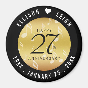 Elegant 27th Music Wedding Anniversary Celebration Magnet