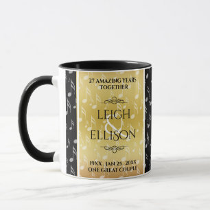 Elegant 27th Music Wedding Anniversary Celebration Mug