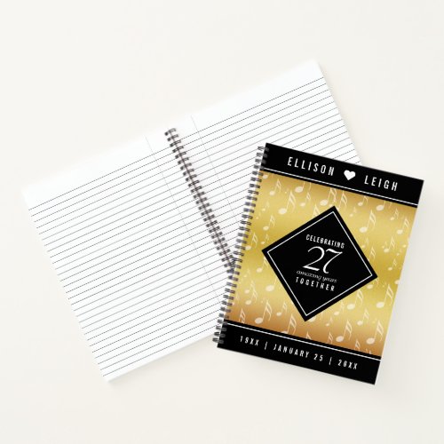 Elegant 27th Music Wedding Anniversary Celebration Notebook