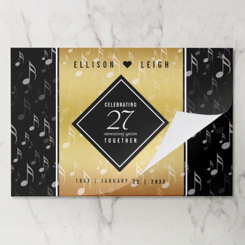 Elegant 27th Music Wedding Anniversary Celebration Paper Pad