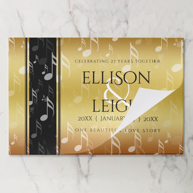 Elegant 27th Music Wedding Anniversary Celebration Paper Pad (Folded)