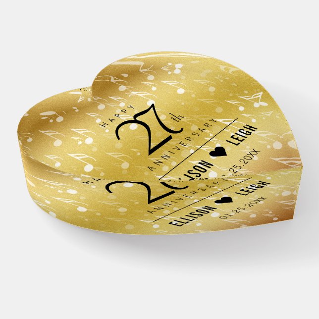 Elegant 27th Music Wedding Anniversary Celebration Paperweight (Angled)