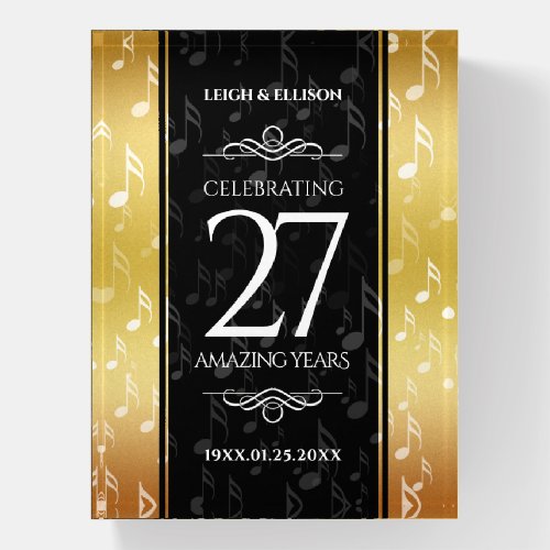 Elegant 27th Music Wedding Anniversary Celebration Paperweight