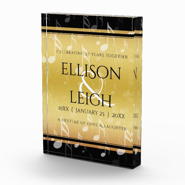 Elegant 27th Music Wedding Anniversary Celebration Photo Block (Right)