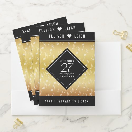 Elegant 27th Music Wedding Anniversary Celebration Pocket Folder