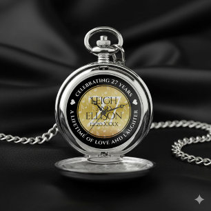 Elegant 27th Music Wedding Anniversary Celebration Pocket Watch