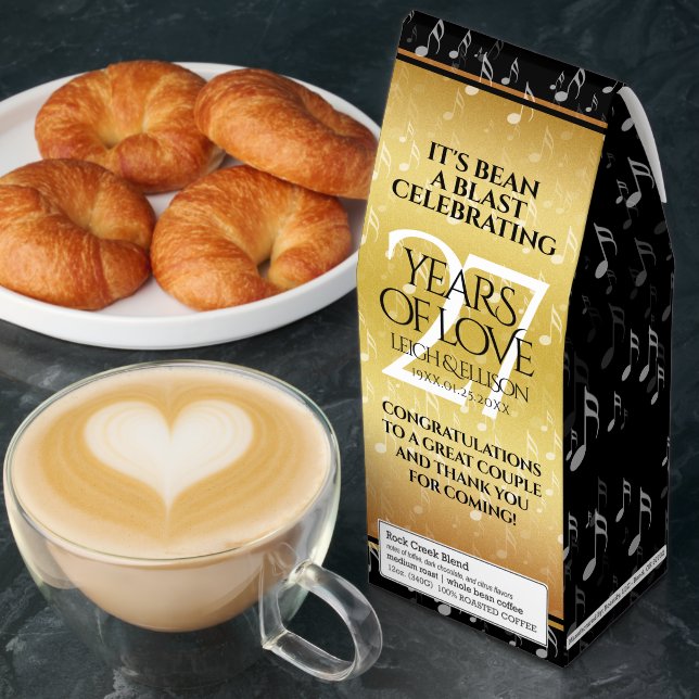 Elegant 27th Music Wedding Anniversary Celebration Roasted Coffee (Breakfast)