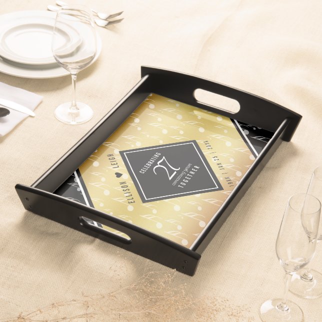 Elegant 27th Music Wedding Anniversary Celebration Serving Tray (Front)