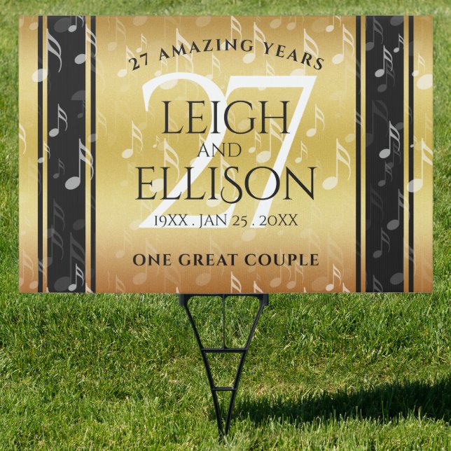 Elegant 27th Music Wedding Anniversary Celebration Sign (Insitu)