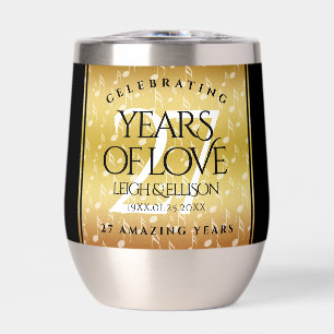 Elegant 27th Music Wedding Anniversary Celebration Thermal Wine Tumbler