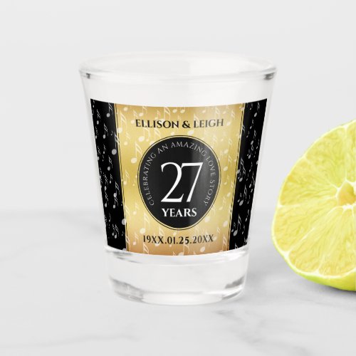 Elegant 27th Music Wedding Anniversary Shot Glass