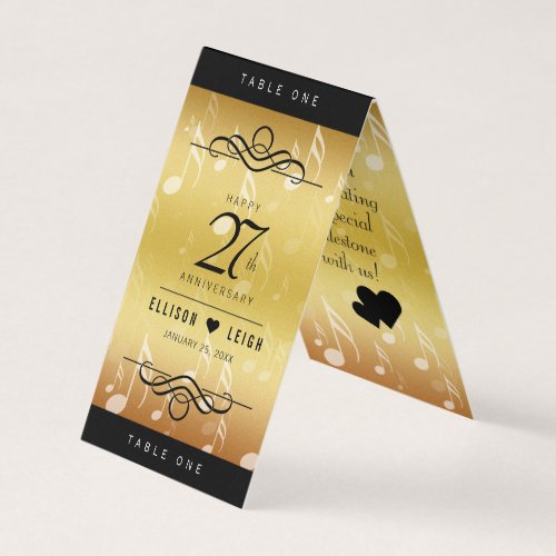 Elegant 27th Music Wedding Anniversary Table Cards