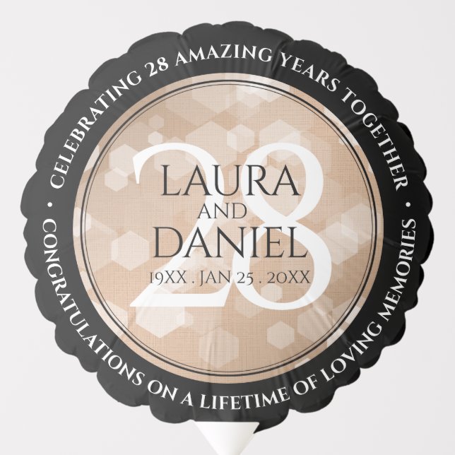 Elegant 28th Linen Wedding Anniversary Celebration Balloon (Front)