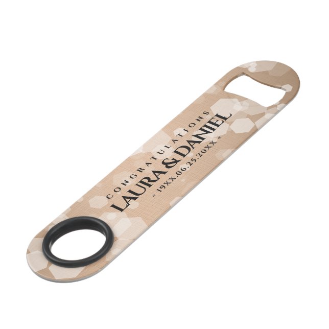Elegant 28th Linen Wedding Anniversary Celebration Bar Key (Front Angled)