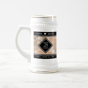 Elegant 28th Linen Wedding Anniversary Celebration Beer Stein