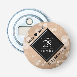 Elegant 28th Linen Wedding Anniversary Celebration Bottle Opener