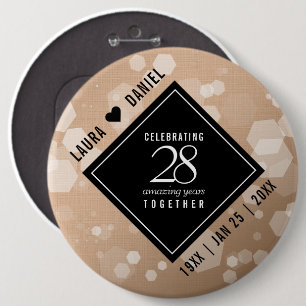 Elegant 28th Linen Wedding Anniversary Celebration Button