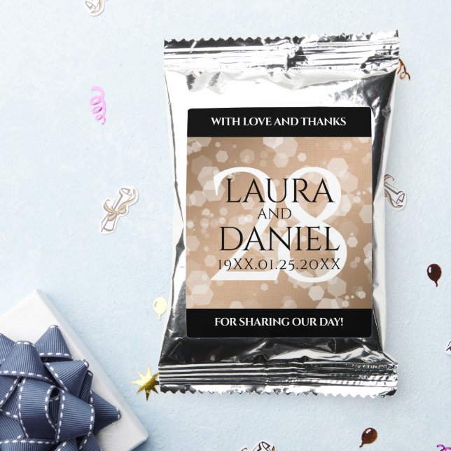 Elegant 28th Linen Wedding Anniversary Celebration Coffee Drink Mix (Packets)