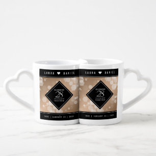 Elegant 28th Linen Wedding Anniversary Celebration Coffee Mug Set
