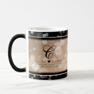 Elegant 28th Linen Wedding Anniversary Celebration Color Morph Mug