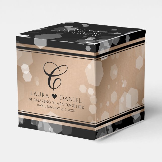 Elegant 28th Linen Wedding Anniversary Celebration Favor Boxes (Front Side)