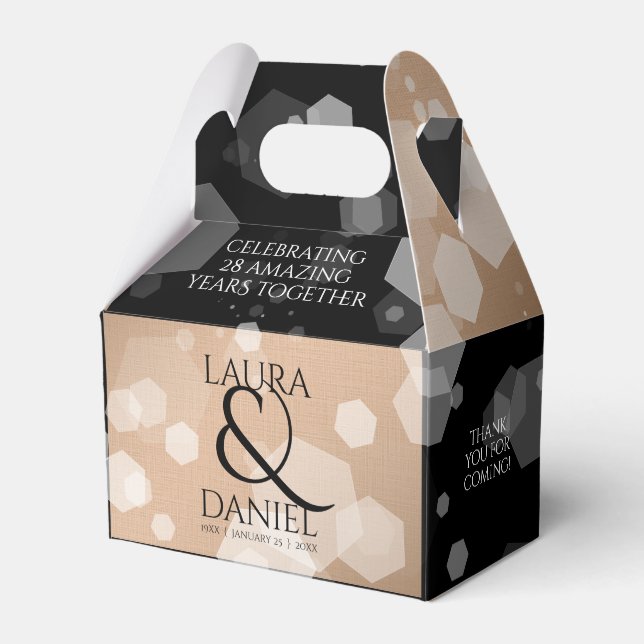 Elegant 28th Linen Wedding Anniversary Celebration Favor Boxes (Front Side)