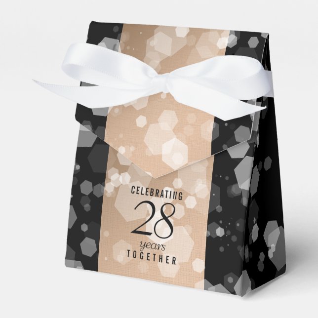 Elegant 28th Linen Wedding Anniversary Celebration Favor Boxes (Front Side)