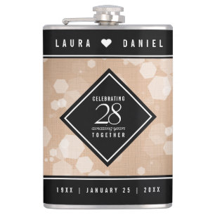 Elegant 28th Linen Wedding Anniversary Celebration Flask