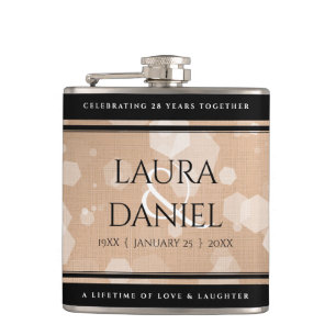 Elegant 28th Linen Wedding Anniversary Celebration Flask