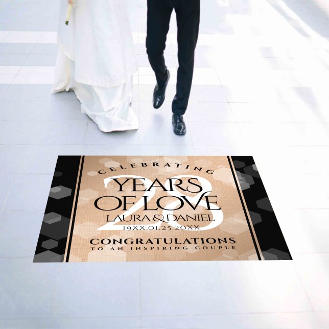 Elegant 28th Linen Wedding Anniversary Celebration Floor Decals (Wedding)