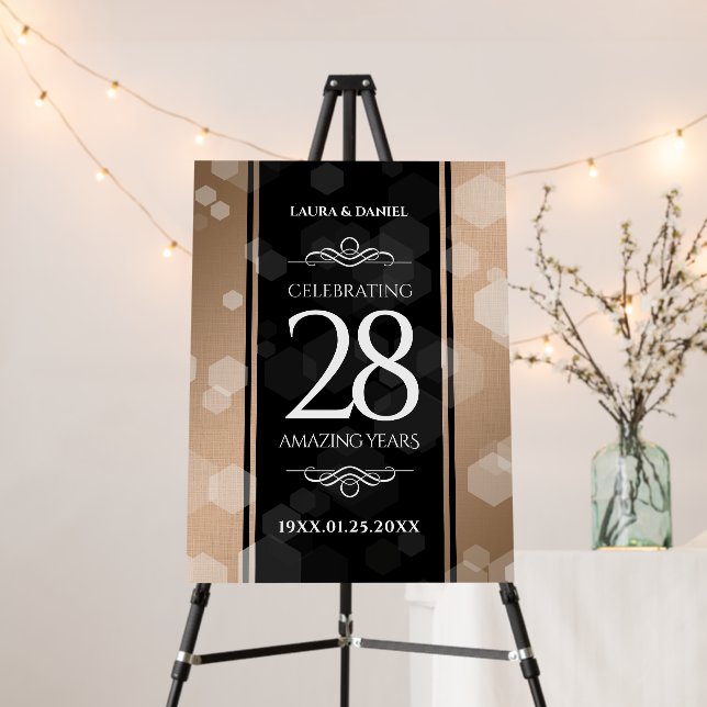 Elegant 28th Linen Wedding Anniversary Celebration Foam Board (In Situ (Stand))