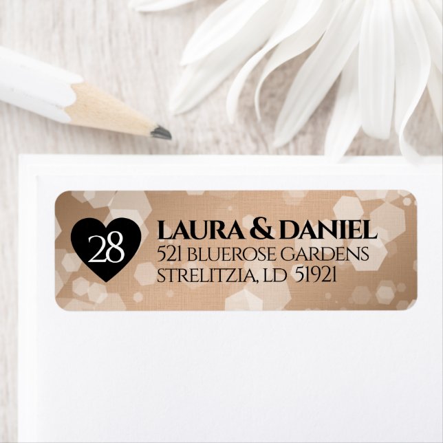 Elegant 28th Linen Wedding Anniversary Celebration Label (Insitu)
