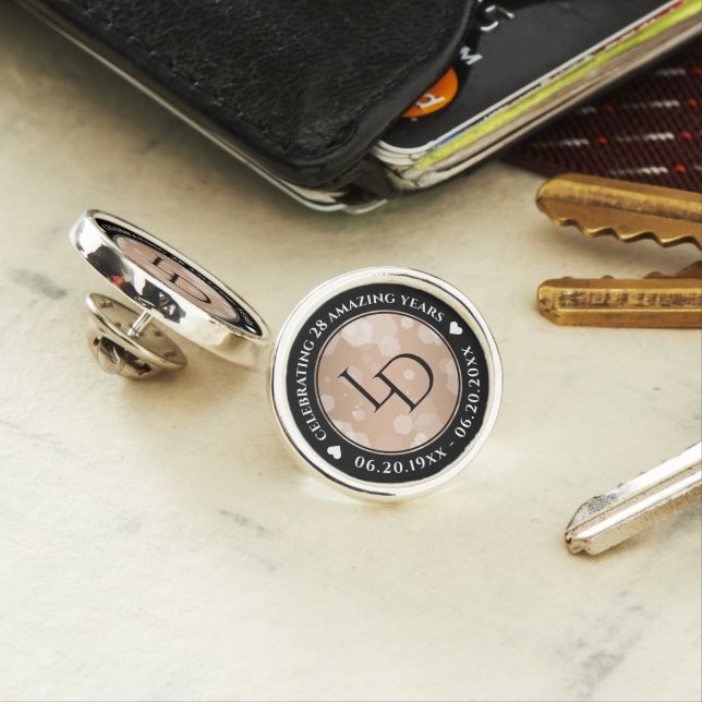 Elegant 28th Linen Wedding Anniversary Celebration Lapel Pin (In Situ)