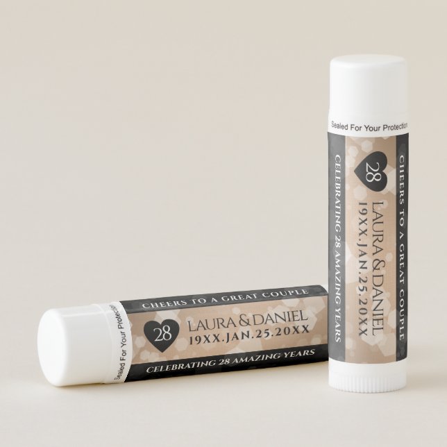 Elegant 28th Linen Wedding Anniversary Celebration Lip Balm (Front)