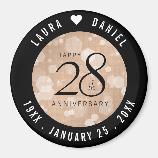 Elegant 28th Linen Wedding Anniversary Celebration Magnet (Front)