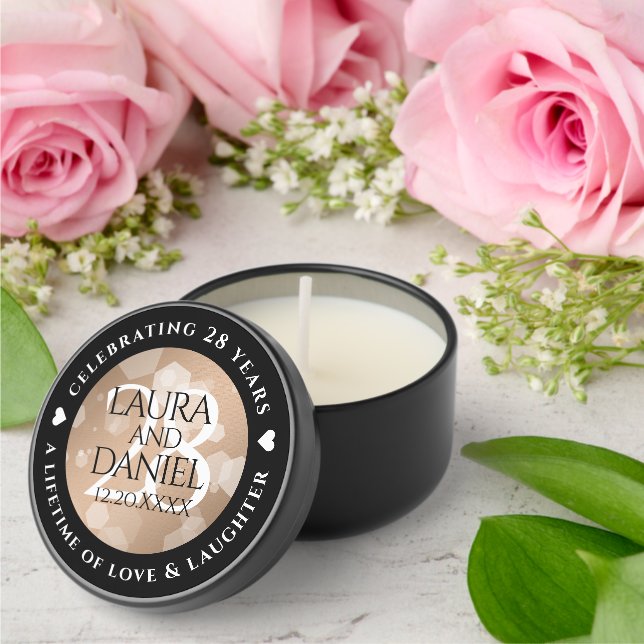 Elegant 28th Linen Wedding Anniversary Celebration Mini Candle Favors (Insitu (Wedding))