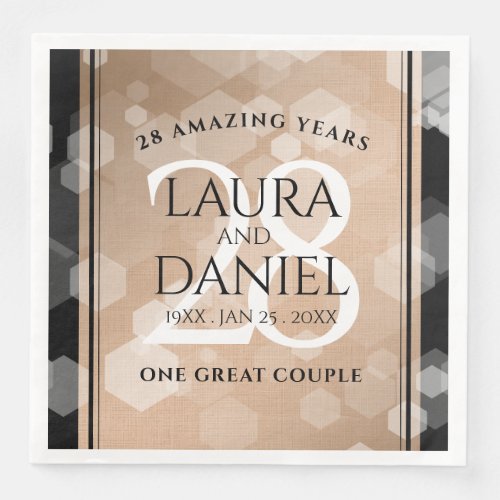 Elegant 28th Linen Wedding Anniversary Celebration Paper Dinner Napkins