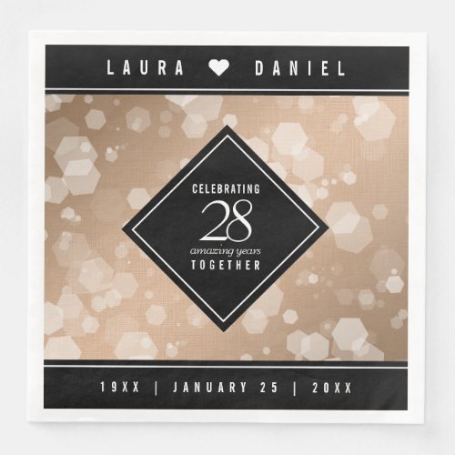 Elegant 28th Linen Wedding Anniversary Celebration Paper Dinner Napkins