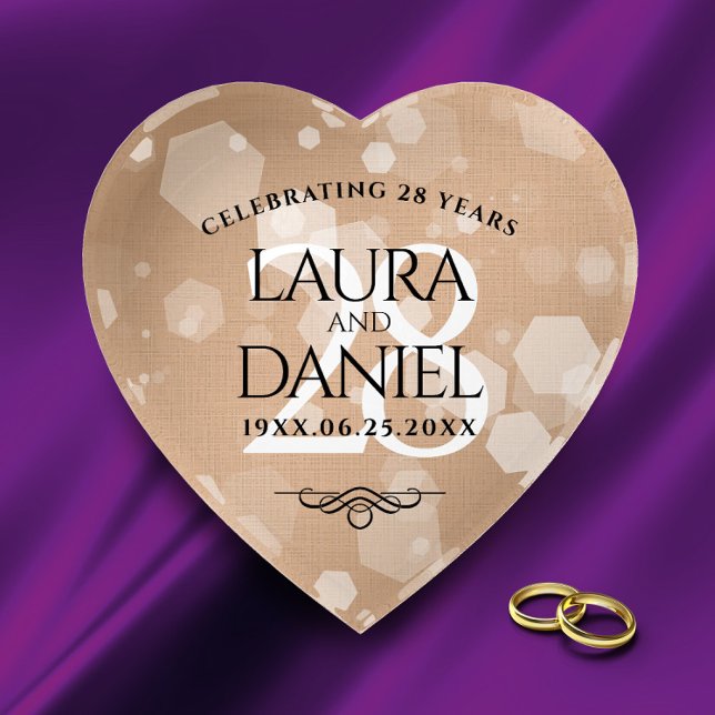 Elegant 28th Linen Wedding Anniversary Celebration Paperweight (Creator Uploaded)