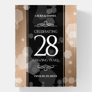 Elegant 28th Linen Wedding Anniversary Celebration Paperweight