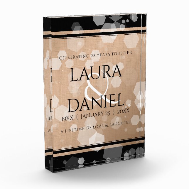 Elegant 28th Linen Wedding Anniversary Celebration Photo Block (Left)