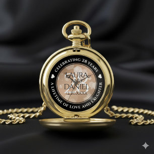 Elegant 28th Linen Wedding Anniversary Celebration Pocket Watch